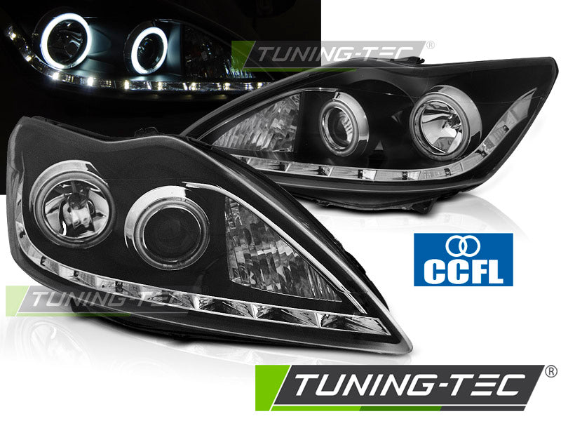 Tuning-Tec CCFL Angel Eyes Scheinwerfer für Ford Focus MK2 Facelift 08-10 schwarz