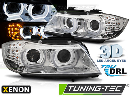 Tuning-Tec Xenon LED Angel Eyes Scheinwerfer für BMW 3er E90/E91 09-11 chrom