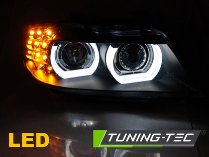 Tuning-Tec 3D LED Tagfahrlicht Angel Eyes Scheinwerfer für BMW 3er E90/E91 LCI 09-11 schwarz