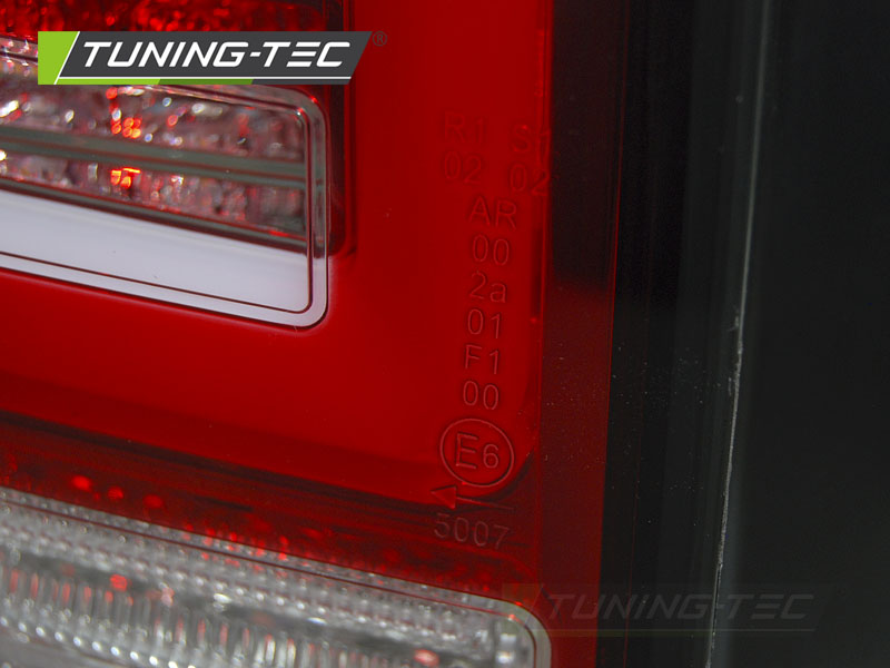 Tuning-Tec Voll LED Lightbar Rückleuchten für VW T5 03-09 rot/klar mit dynamischem Blinker (Heckklappe/Flügeltürer)