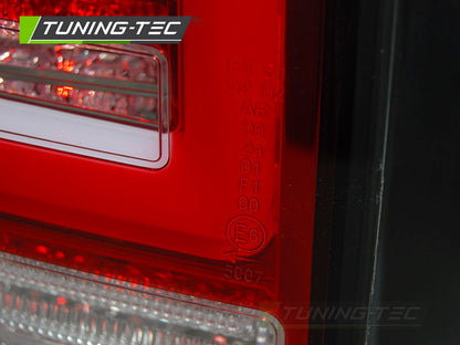 Tuning-Tec Voll LED Lightbar Rückleuchten für VW T5 03-09 rot/klar mit dynamischem Blinker (Heckklappe/Flügeltürer)