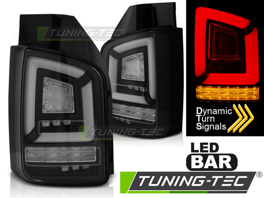 Tuning-Tec Voll LED Lightbar Rückleuchten für VW T5 03-09 schwarz mit dynamischen Blinker (Doppeltürer/Heckklappe)