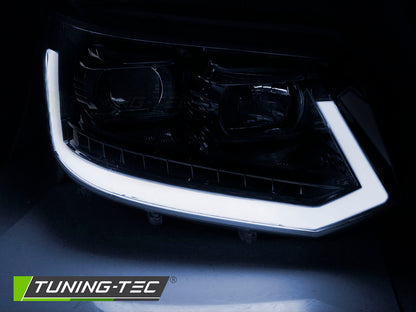 Tuning-Tec LED Tagfahrlicht Scheinwerfer für VW T5 GP (Facelift) 10-15 schwarz mit dynamischem LED Blinker