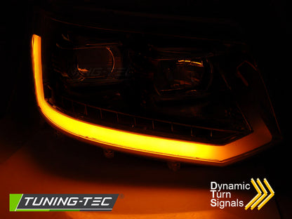 Tuning-Tec LED Tagfahrlicht Scheinwerfer für VW T5 GP (Facelift) 10-15 schwarz mit dynamischem LED Blinker