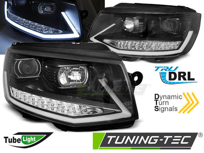 Tuning-Tec LED Tagfahrlicht Scheinwerfer für VW T6 15-19 schwarz mit dynamischem LED Blinker