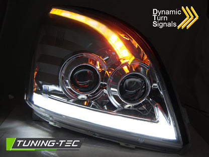 Tuning-Tec LED Tagfahrlicht Scheinwerfer für Toyota Land Cruiser 120 03-09 chrom mit dynamischem LED Blinker