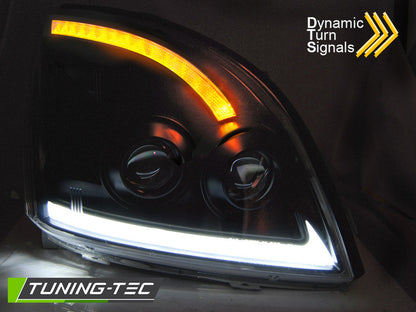 Tuning-Tec LED Tagfahrlicht Scheinwerfer für Toyota Land Cruiser 120 03-09 schwarz mit dynamischem LED Blinker