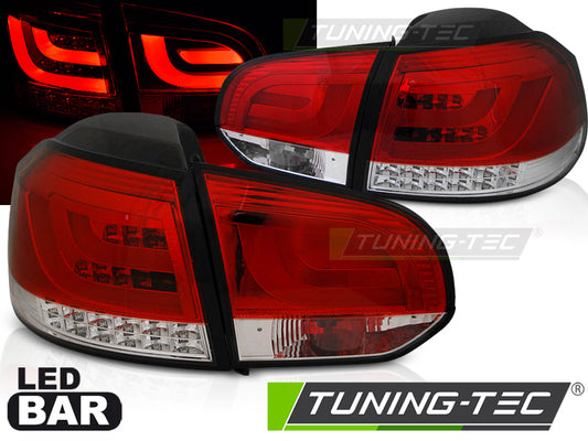 Tuning-Tec LED Lightbar Rückleuchten für VW Golf 6 (VI) 08-12 rot/klar mit LED Blinker