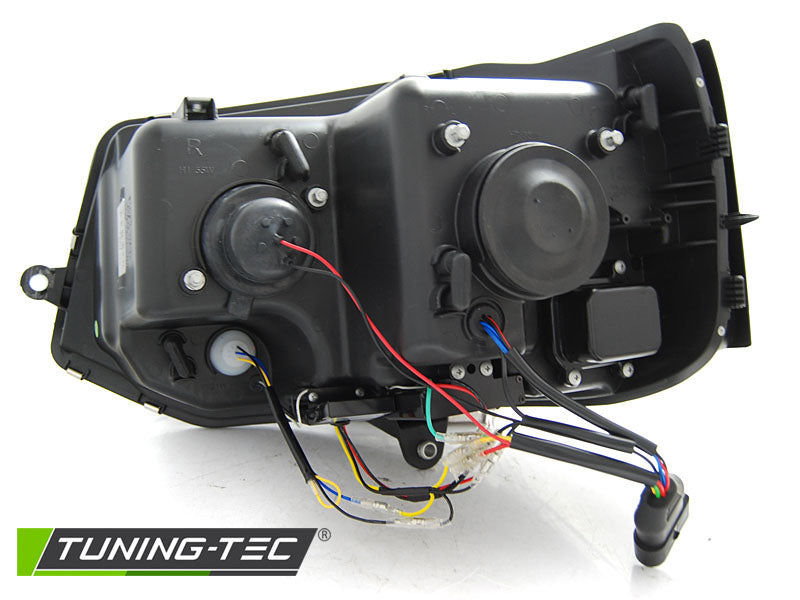 Tuning-Tec LED Tagfahrlicht Scheinwerfer für VW T5 GP (Facelift) 10-15 schwarz mit dynamischem LED Blinker