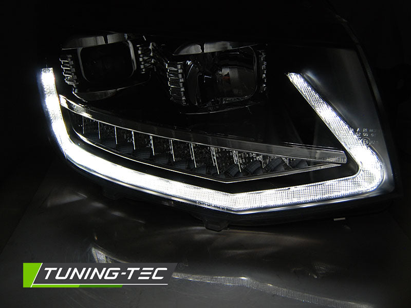 Tuning-Tec LED Tagfahrlicht Scheinwerfer für VW T6 15-19 schwarz mit dynamischem LED Blinker