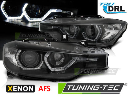 Tuning-Tec Xenon LED Tagfahrlicht Angel Eyes Scheinwerfer für BMW 3er F30/F31 11-15 schwarz AFS-Kurvenlicht