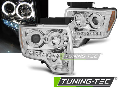 Tuning-Tec LED Angel Eyes Scheinwerfer für Ford F150 MK12 08-14 chrom