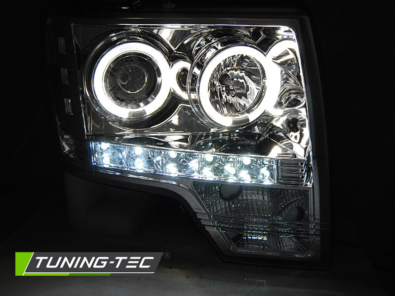 Tuning-Tec LED Angel Eyes Scheinwerfer für Ford F150 MK12 08-14 chrom