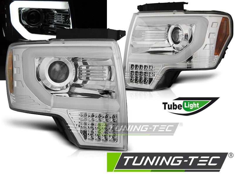 Tuning-Tec LED Tagfahrlicht Scheinwerfer für Ford F150 MK12 08-14 chrom mit LED Blinker