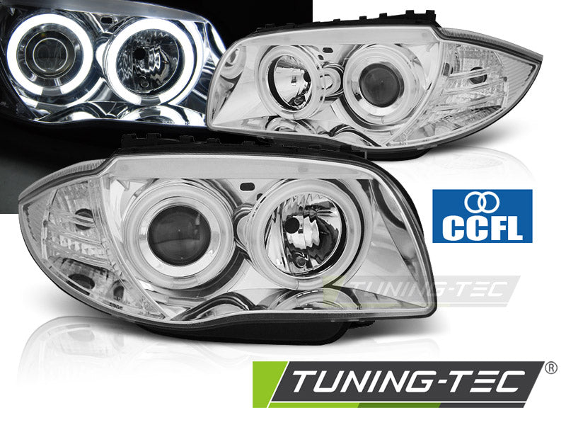 Tuning-Tec CCFL Angel Eyes Scheinwerfer für BMW 1er E81, E82, E87, E88 04-11 chrom
