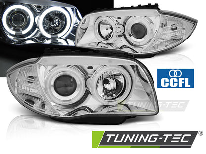 Tuning-Tec CCFL Angel Eyes Scheinwerfer für BMW 1er E81, E82, E87, E88 04-11 chrom