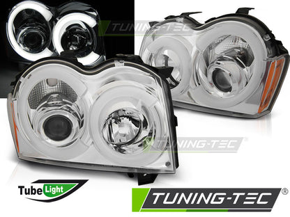 Tuning-Tec LED Angel Eyes Scheinwerfer für Jeep Grand Cherokee 05-08 chrom LTI