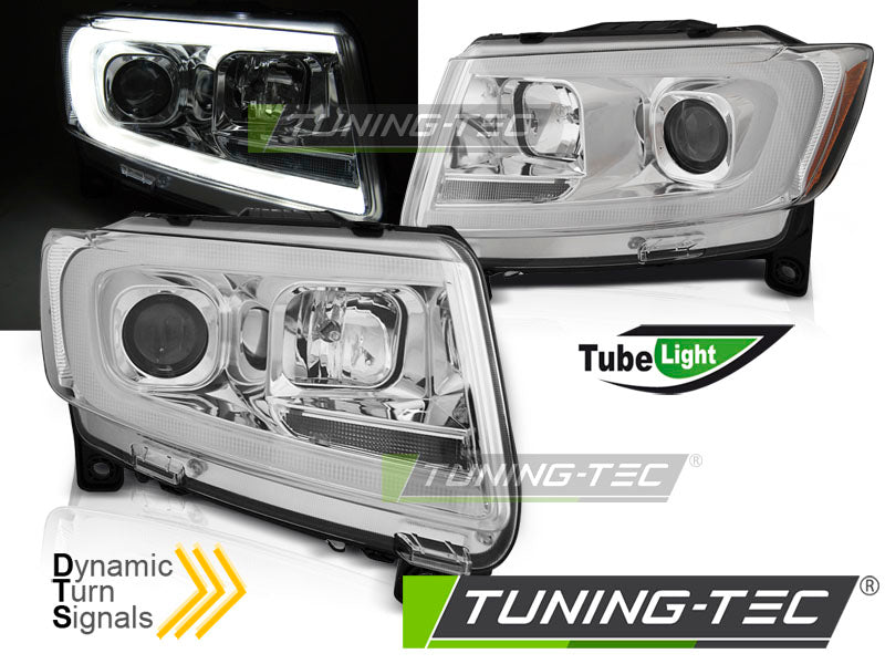 Tuning-Tec LED Tagfahrlicht Scheinwerfer für Jeep Grand Cherokee 11-13 chrom mit LED Blinker LTI