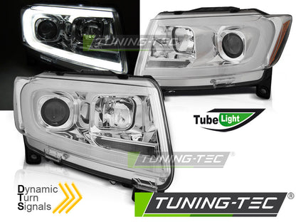 Tuning-Tec LED Tagfahrlicht Scheinwerfer für Jeep Grand Cherokee 11-13 chrom mit LED Blinker LTI