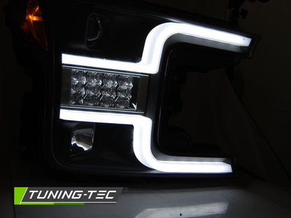 Tuning-Tec LED Tagfahrlicht Scheinwerfer für Ford F150 MK13 17-20 schwarz mit LED Blinker