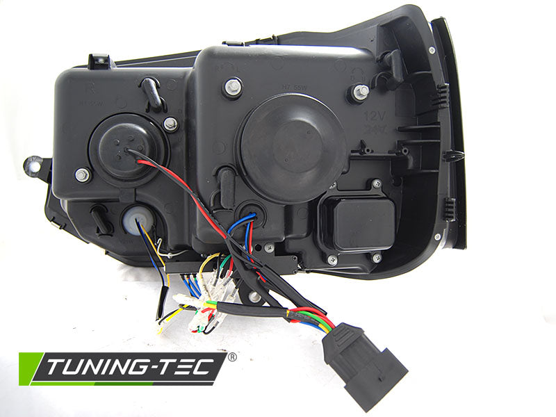Tuning-Tec LED Tagfahrlicht Scheinwerfer für VW T5 GP (Facelift) 10-15 schwarz im T6 mit dynamischem LED Blinker