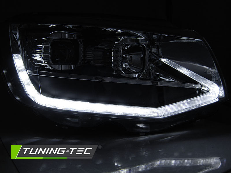Tuning-Tec LED Tagfahrlicht Scheinwerfer für VW T6 15-19 chrom mit dynamischem LED Blinker