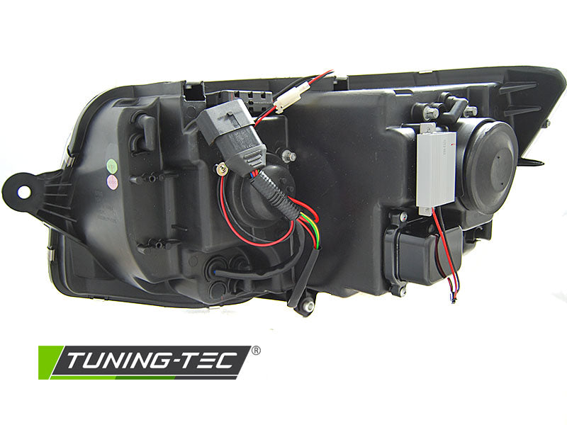 Tuning-Tec LED Tagfahrlicht Scheinwerfer für VW T6 15-19 schwarz mit dynamischem LED Blinker