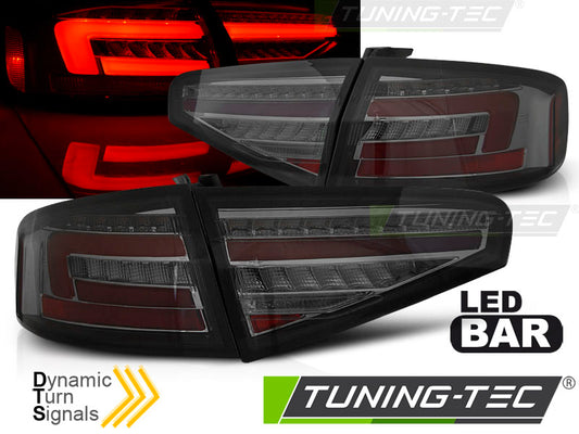 Tuning-Tec Voll LED Lightbar Rückleuchten für Audi A4 B8 Lim. 12-15 Schwarz / Dynamische Blinker