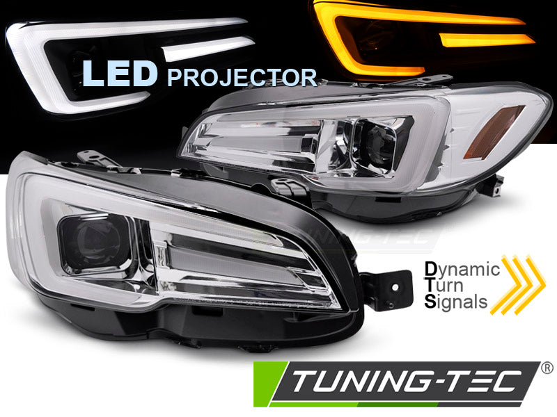 Tuning-Tec Voll LED Lightbar Scheinwerfer für Subaru WRX 14-22 chrom dynamisch