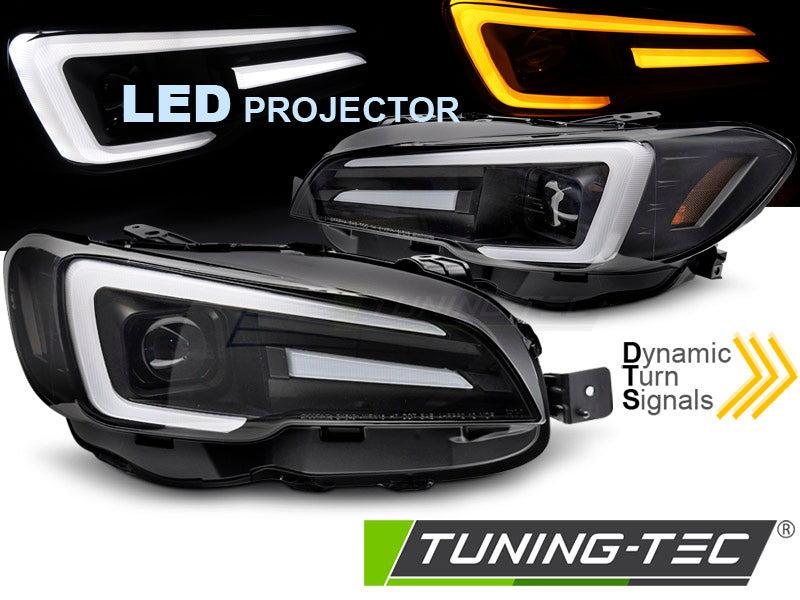 Tuning-Tec Voll LED Lightbar Scheinwerfer für Subaru WRX 14-22 schwarz dynamisch