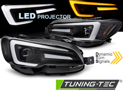 Tuning-Tec Voll LED Lightbar Scheinwerfer für Subaru WRX 14-22 schwarz dynamisch