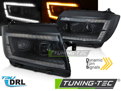 Tuning-Tec LED Tagfahrlicht Scheinwerfer für VW Crafter II 2017+ schwarz dynamisch