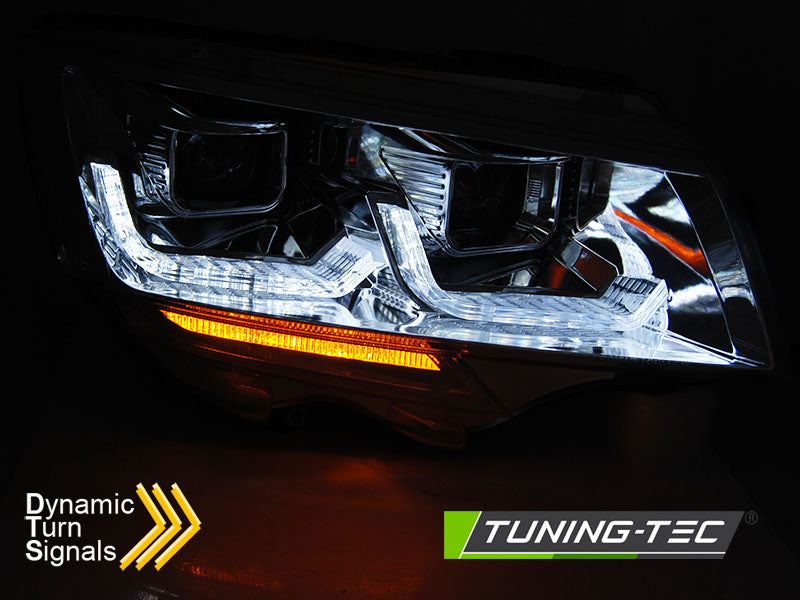 Tuning-Tec LED Tagfahrlicht Scheinwerfer für VW T6.1 chrom ab 2019 mit dynamischerm Blinker