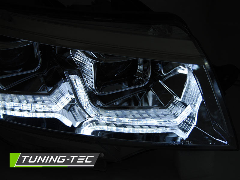 Tuning-Tec LED Tagfahrlicht Scheinwerfer für VW T6.1 chrom ab 2019 mit dynamischerm Blinker