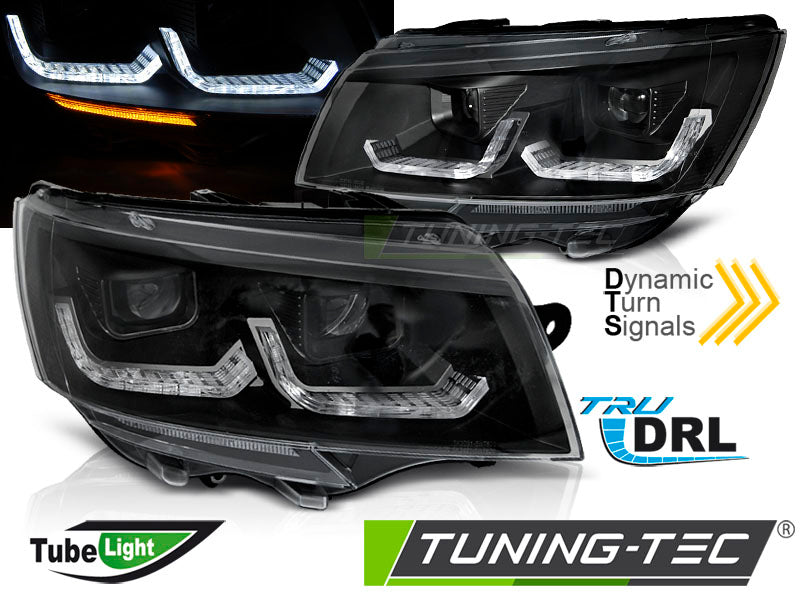 Tuning-Tec LED Tagfahrlicht Scheinwerfer für VW T6.1 schwarz ab 2019 mit dynamischem Blinker
