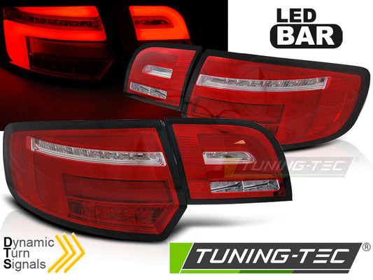Tuning-Tec Voll LED Lightbar Rückleuchten für Audi A3 8P Sportback 04-08 rot/klar mit dynamischem Blinker