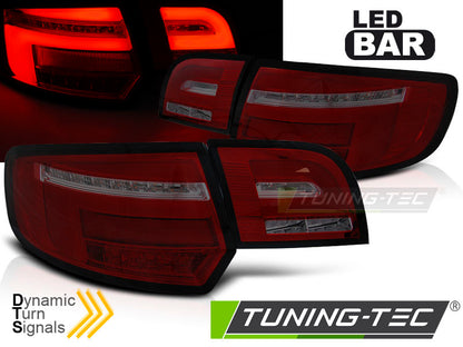 Tuning-Tec Voll LED Lightbar Rückleuchten für Audi A3 8P Sportback 04-08 rot/rauch mit dynamischem Blinker