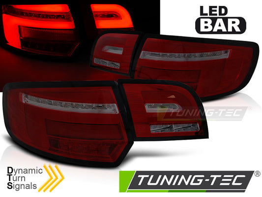 Tuning-Tec Voll LED Lightbar Rückleuchten für Audi A3 8P Sportback 04-08 rot/rauch mit dynamischem Blinker