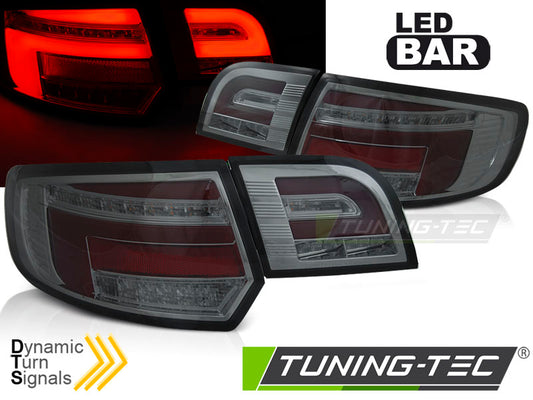 Tuning-Tec Voll LED Lightbar Rückleuchten für Audi A3 8P Sportback 08-12 rot/chrom mit dynamischem Blinker