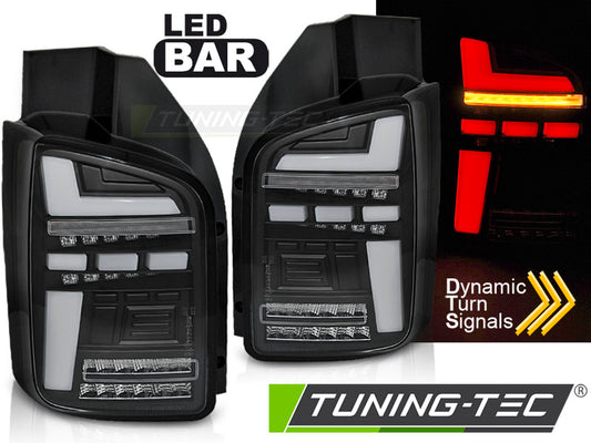 Tuning-Tec Voll LED Lightbar Rückleuchten für VW T5 Facelift (GP) 10-15 schwarz/klar mit dynamischem Blinker