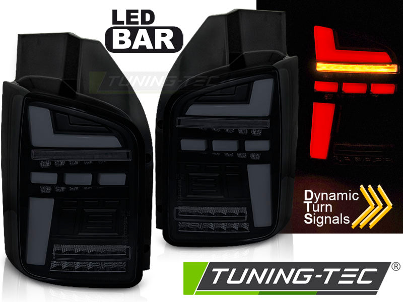 Tuning-Tec Voll LED Lightbar Rückleuchten für VW T5 Facelift (GP) 10-15 schwarz/rauch mit dynamischem Blinker