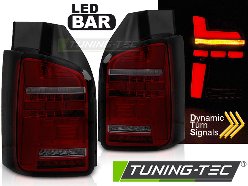 Tuning-Tec Voll LED Lightbar Rückleuchten für VW T5 Facelift (GP) 10-15 rot/rauch mit dynamischen Blinker