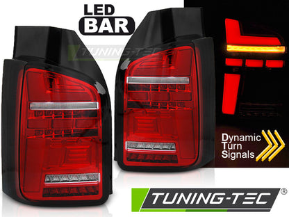 Tuning-Tec Voll LED Lightbar Rückleuchten für VW T6 15-19 rot/klar mit dynamischen Blinker