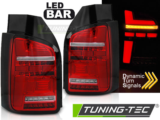 Tuning-Tec Voll LED Lightbar Rückleuchten für VW T6 15-19 rot/klar mit dynamischen Blinker