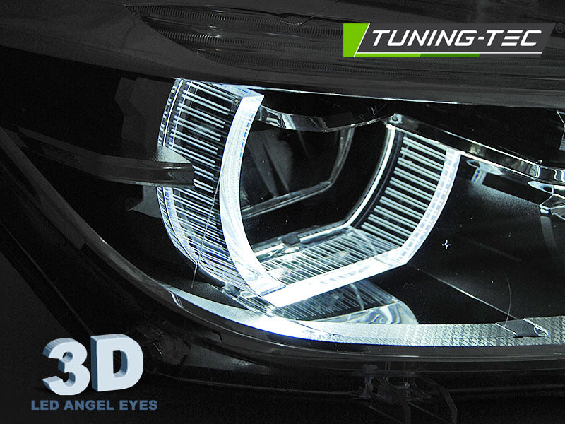 Tuning-Tec Voll LED Tagfahrlicht Angel Eyes Scheinwerfer für BMW 3er F30/F31 LCI 15-18 schwarz / chrom