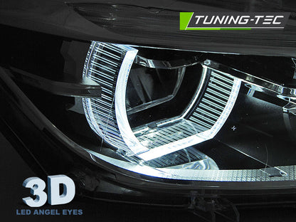 Tuning-Tec Voll LED Tagfahrlicht Angel Eyes Scheinwerfer für BMW 3er F30/F31 LCI 15-18 schwarz / chrom