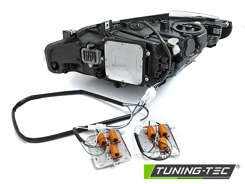 Tuning-Tec Voll LED Tagfahrlicht Angel Eyes Scheinwerfer für BMW 3er F30/F31 LCI 15-18 schwarz / chrom
