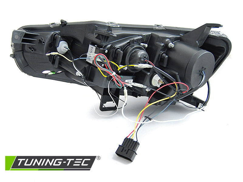 Tuning-Tec LED Tagfahrlicht Scheinwerfer für Mitsubishi Lancer VIII 08-16 schwarz mit dynamischem LED Blinker