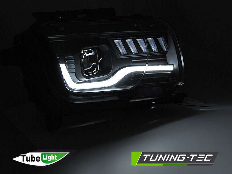 Tuning-Tec LED Tagfahrlicht Scheinwerfer für Chevrolet Camaro 09-13 schwarz mit dynamischem Blinker