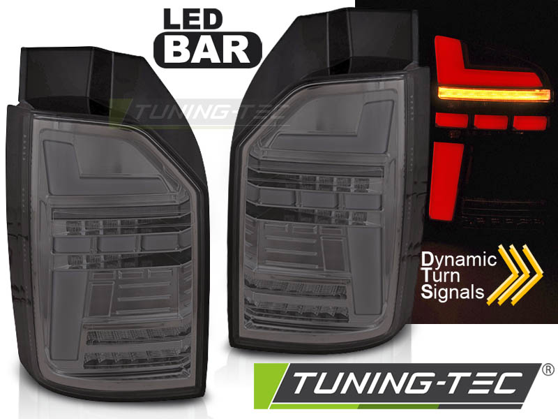 Tuning-Tec Voll LED Lightbar Rückleuchten für VW T6 15-19 chrom/rauch mit dynamischen Blinker (für Heckklappe)